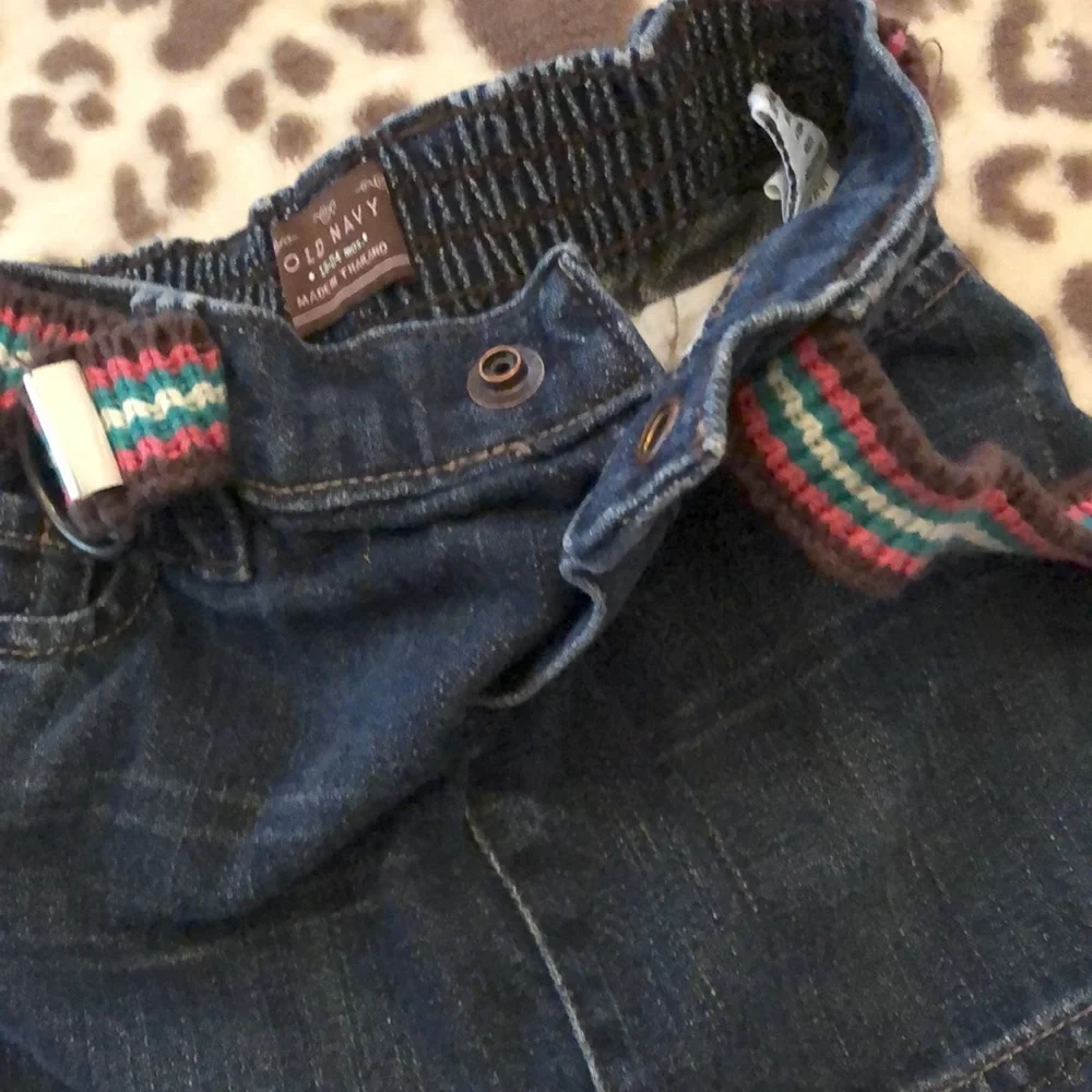 2007 Old Navy Dark Wash Denim Skirt Size 18-24 months Faux Belt